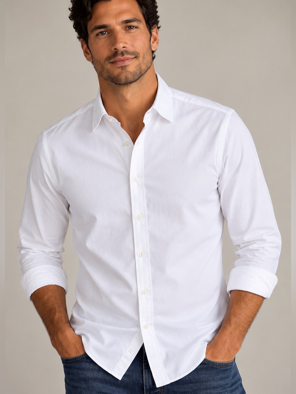 J.Crew Men’s White Slim Fit Button Down Shirt Medium Stretch Cotton Re-Imagined